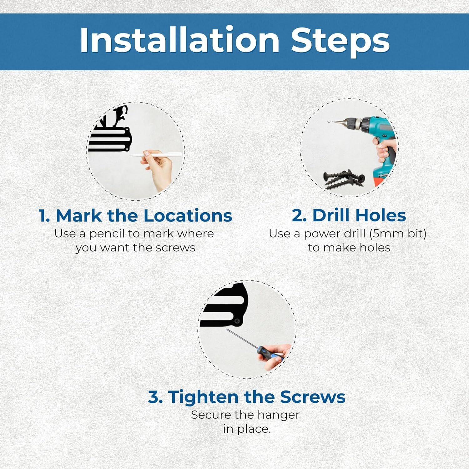 "Achivement" Medal Display Medal Display Hanger, Achievement Medal Holder with Silhouette Design, 3-Tier Wall Mount, Black - Image 3